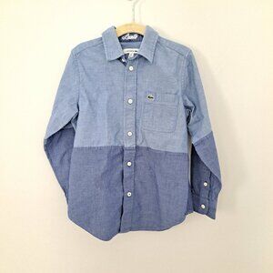 Boys Lacoste Two Tone Button Dress Shirt Preppy